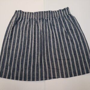 J Crew Sz 10 Denim and Linen Skirt w/ Elastic Waist 30" x 17" B24